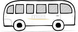 手绘旅游主题公交车矢量素材