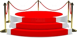 年终庆典红色领奖讲台圆台展示台