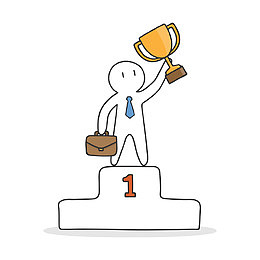 可爱职场小人年终业绩矢量插画