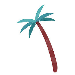 夏天度假阳光海滩椰树矢量素材