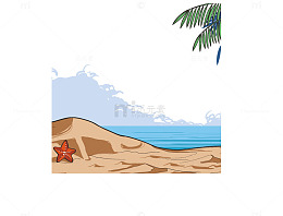 蓝色清凉夏日海滩海边矢量素材