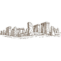 英国巨石阵建筑旅游景点素材手绘