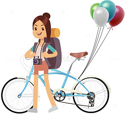 手绘旅行的孩子插画素材