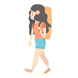 卡通旅行者美女背包客素材