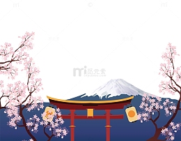 免抠日本建筑樱花装饰