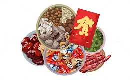 手绘插画春节年货红包插图