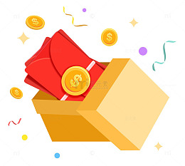 纸箱里的红包卡通图