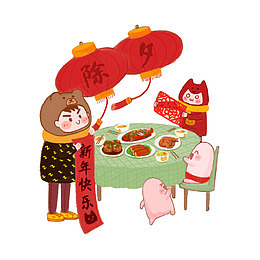 卡通插画风格新年红包装饰