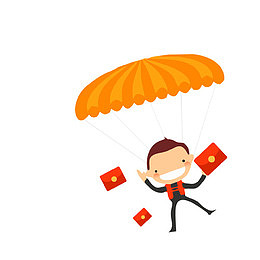 降落伞和拿着红包的人