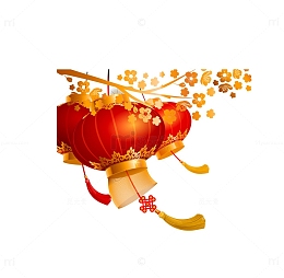 金色梅花与红灯笼