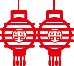 春节红色剪纸灯笼