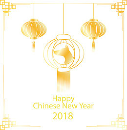 金色发光狗年灯笼