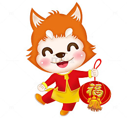 手拿灯笼的小狗免抠图