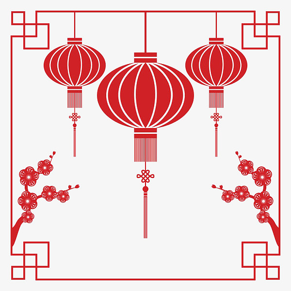 红色中国风灯笼框架