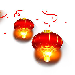 红色灯笼发光