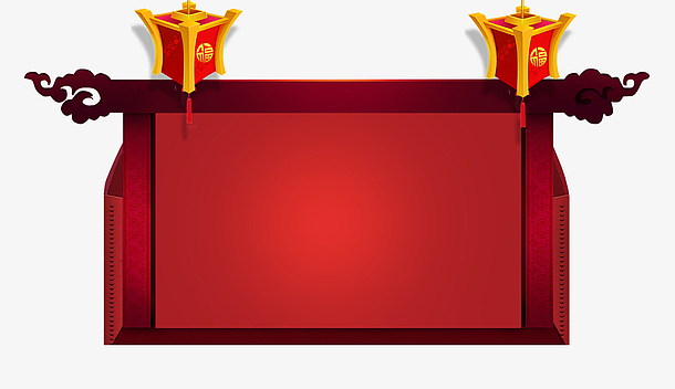 卡通红色告示灯笼模板png