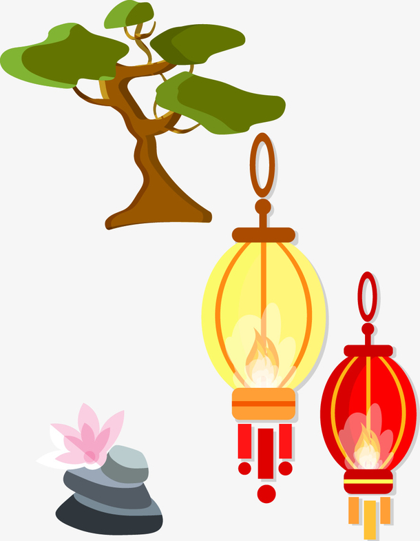 矢量树灯笼图片