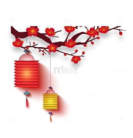 中国风梅花与灯笼
