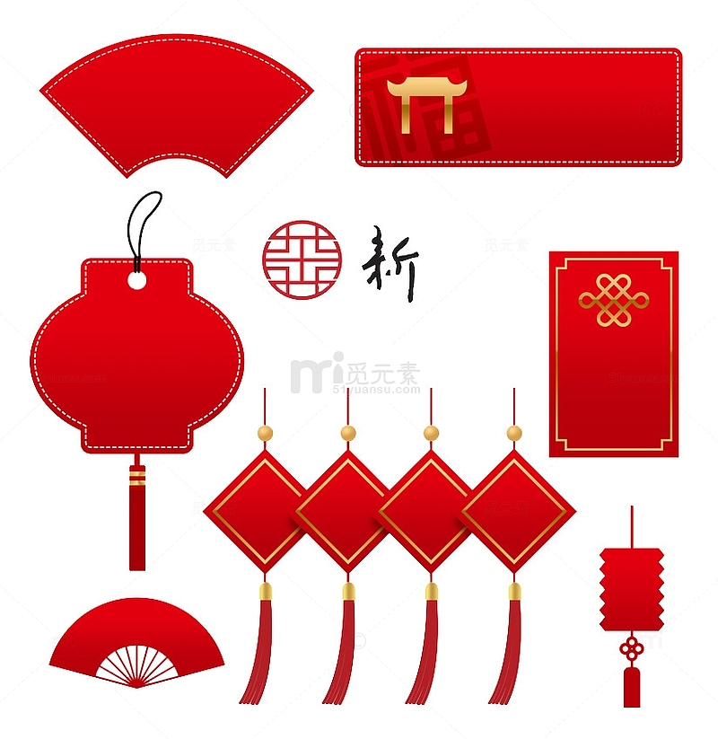 红色的喜庆中国元素图