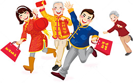 回家过年的一家人