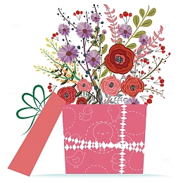 教师节手绘礼盒花束
