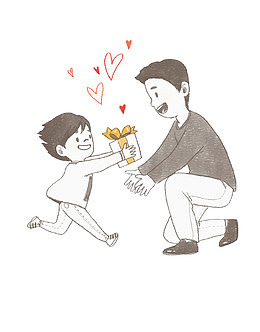 手绘插画父亲节亲子插图给爸爸礼