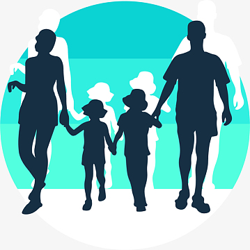 家庭人物剪影png矢量国际家庭日一家人png一家人剪影蓝色标签png卡通