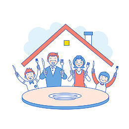 全家吃饭的情景免抠图