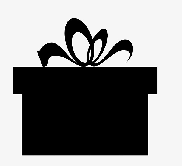 纯色黑色礼品盒和黑丝带礼物花