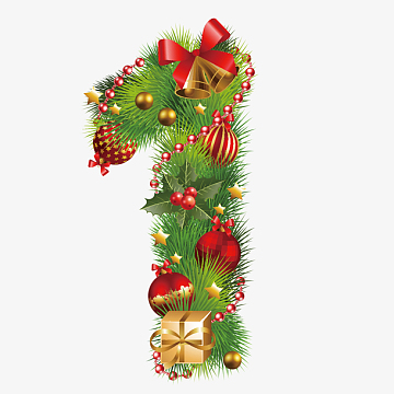 手绘圣诞礼物数字1