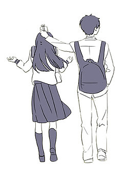 漫画男女背影礼物情侣
