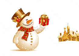 金色雪人装饰矢量图