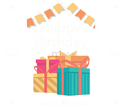 堆在一起的生日礼物