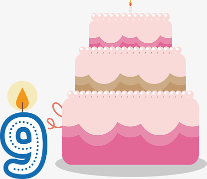 唯美蛋糕蜡烛数字9卡通蛋糕生日