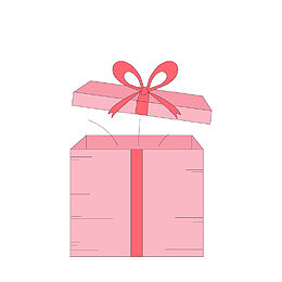 粉色打开的礼品盒矢量图