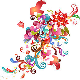 时尚多彩花纹元素