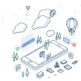 创意矢量2.5D手机信息展示