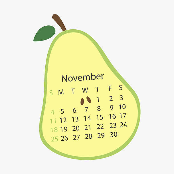 黄色梨子2018年11月水果日历