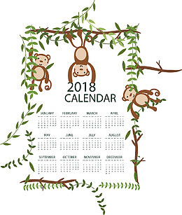 树叶猴子2018日历