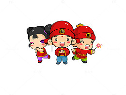 卡通中国红风格过年海报设计