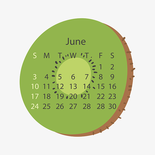 绿色2018年6月猕猴桃水果日历