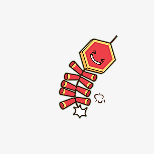 红色手绘线稿鞭炮元素