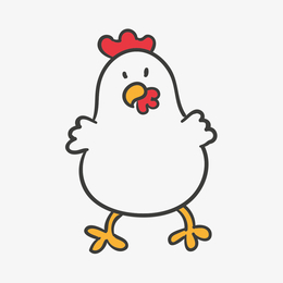 卡通一只大鸡鸡带着四只小鸡