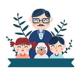 卡通人物父亲节贺卡矢量图