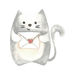 情人节送情书的宠物猫插画