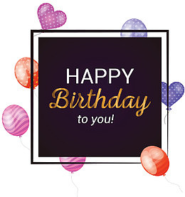 彩色气球生日贺卡