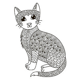 秘密花园填色游戏样式花纹装饰猫