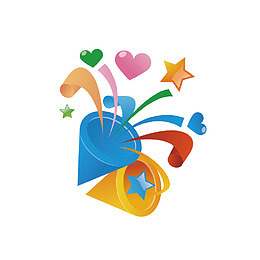 手绘卡通彩色礼花