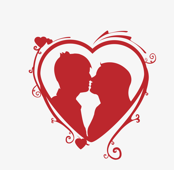 矢量红色心形贺卡情侣