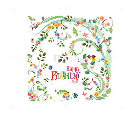 矢量彩色生日贺卡装饰花环